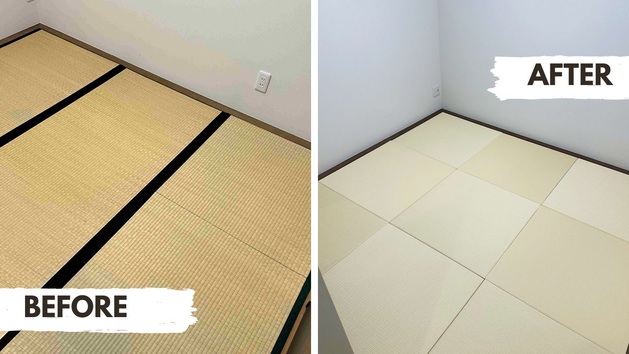 和室4.5帖の畳をDIYで琉球畳に入れ替え｜サイズオーダーでぴったり施工